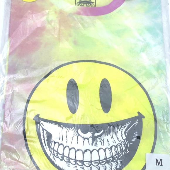 Ron English Popaganda Grin Rainbow Tie Dye Short Sleeve Smiley Face Tee Shirt M - Picture 4 of 4